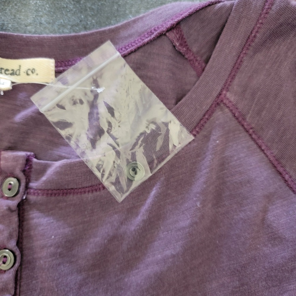 Indigo Thread Co Tunic Women Medium Purple Henley‎ Sharkbite Boho - Picture 6 of 12